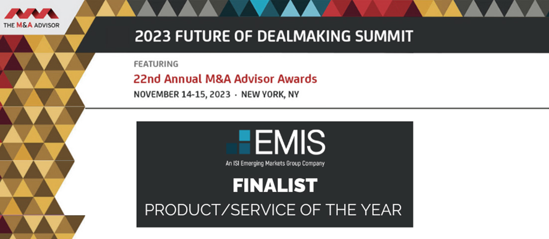 EMIS Announced As Finalist In The 22nd Annual M&A Advisor Awards